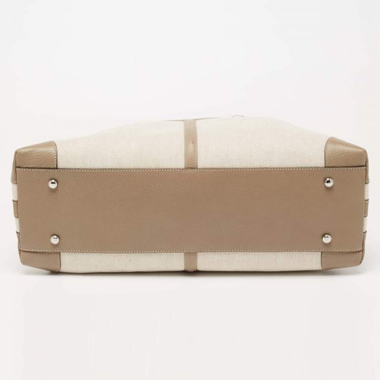 مملوكة مسبقًا Cartier Taupe Grey Canvas and Leather Marcello de Cartier Bag