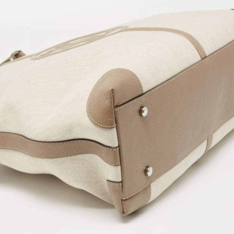 مملوكة مسبقًا Cartier Taupe Grey Canvas and Leather Marcello de Cartier Bag