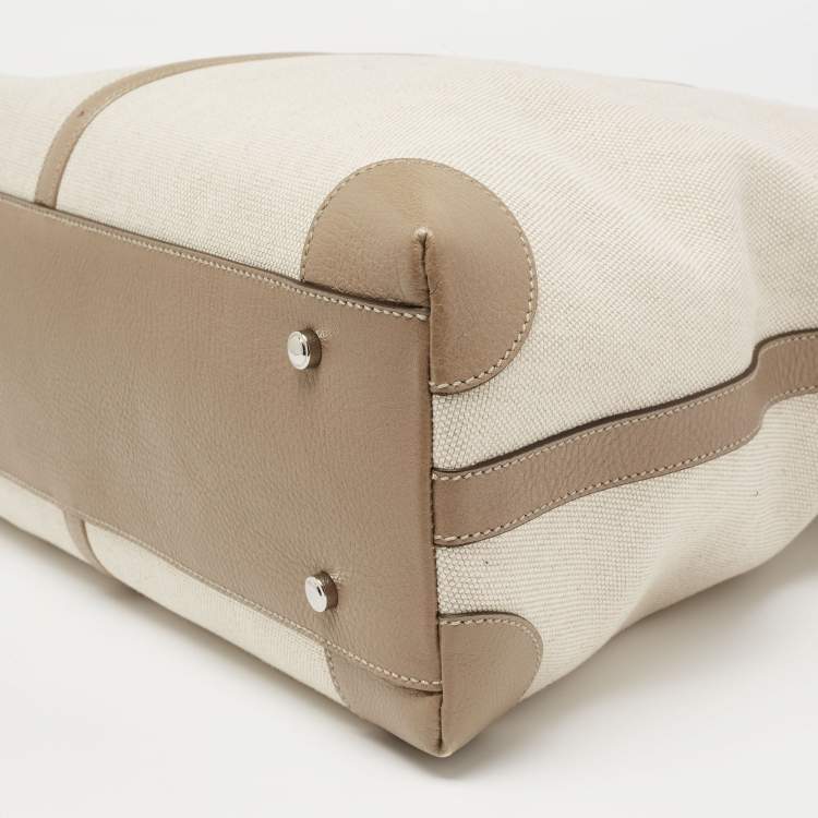 مملوكة مسبقًا Cartier Taupe Grey Canvas and Leather Marcello de Cartier Bag