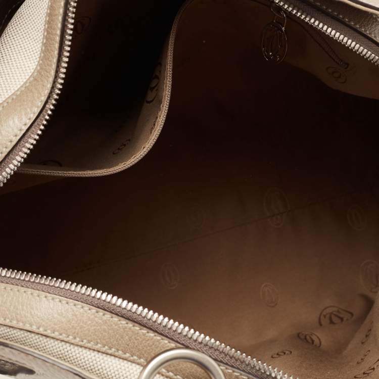 مملوكة مسبقًا Cartier Taupe Grey Canvas and Leather Marcello de Cartier Bag