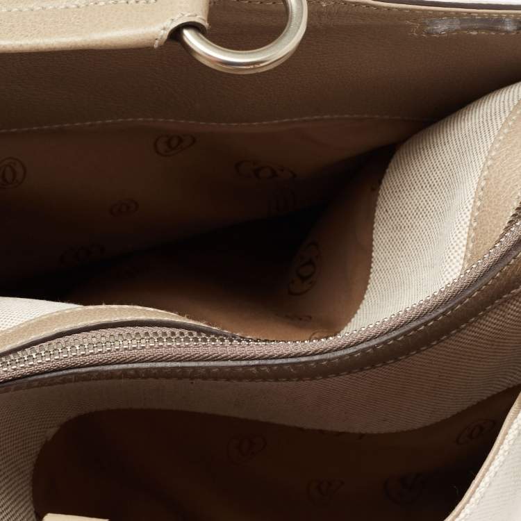 مملوكة مسبقًا Cartier Taupe Grey Canvas and Leather Marcello de Cartier Bag