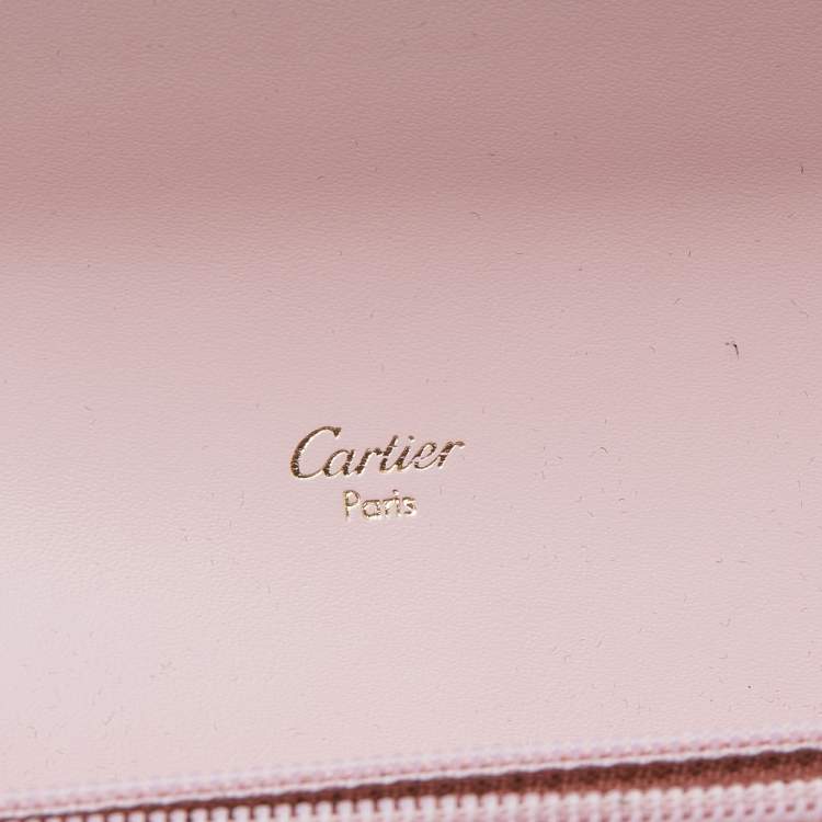 Pre Owned Cartier Pink Leather Love Flap Continental Wallet