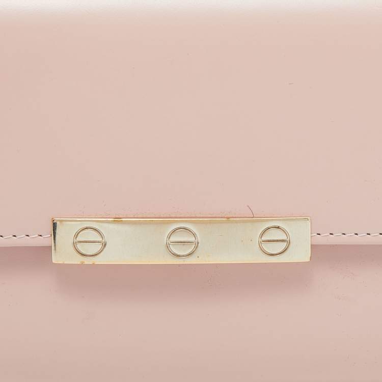 Pre Owned Cartier Pink Leather Love Flap Continental Wallet