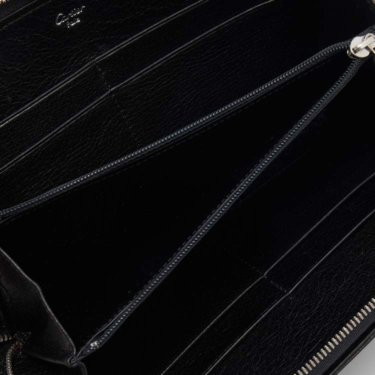 Pre Owned Cartier Black Leather Marcello de Cartier International Zip Around Wallet