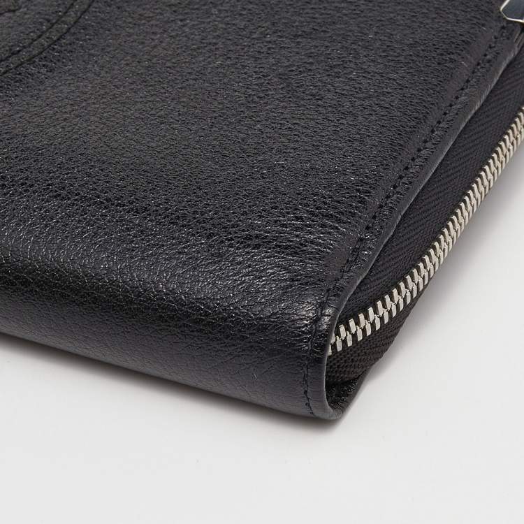 Pre Owned Cartier Black Leather Marcello de Cartier International Zip Around Wallet