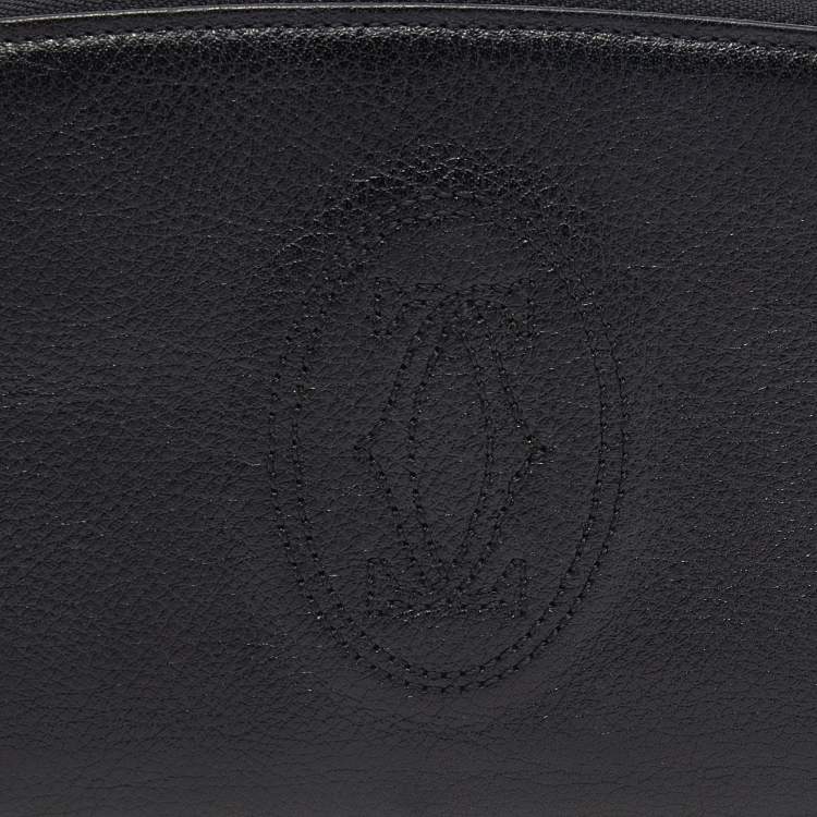 Pre Owned Cartier Black Leather Marcello de Cartier International Zip Around Wallet