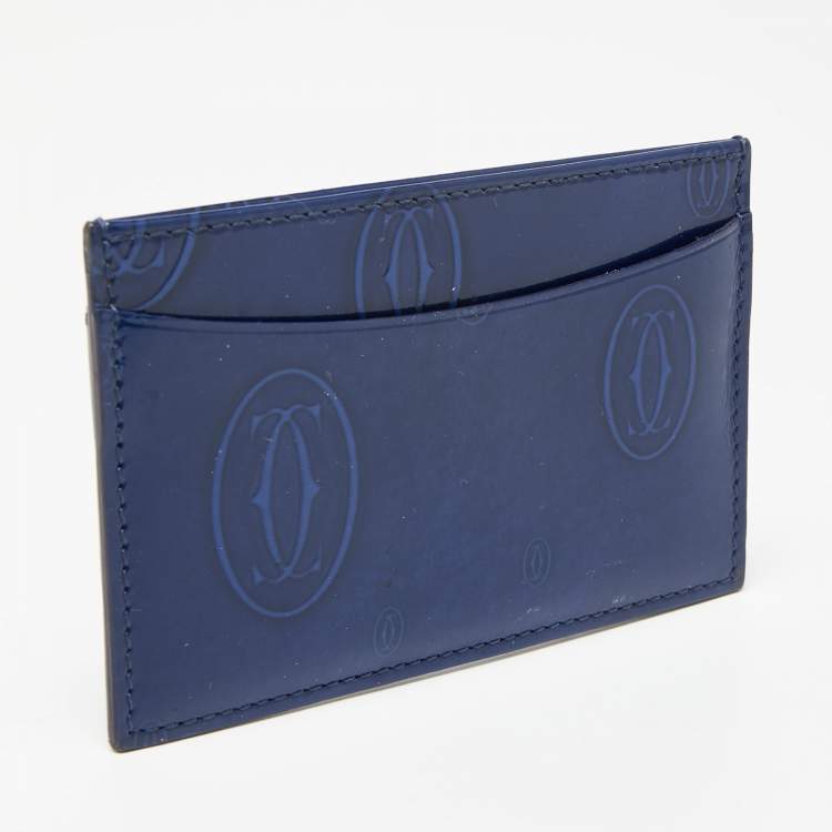 Pre Owned Cartier Blue Leather Happy Birthday Card Case