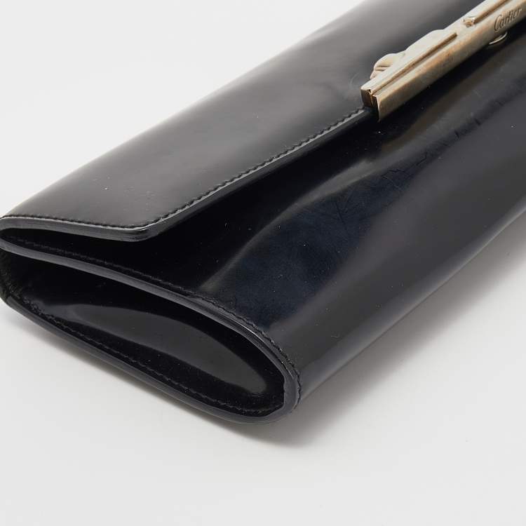 مملوكة مسبقًا Cartier Black Patent Leather Panthere Art Deco Clutch