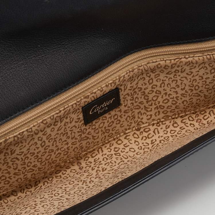 مملوكة مسبقًا Cartier Black Patent Leather Panthere Art Deco Clutch