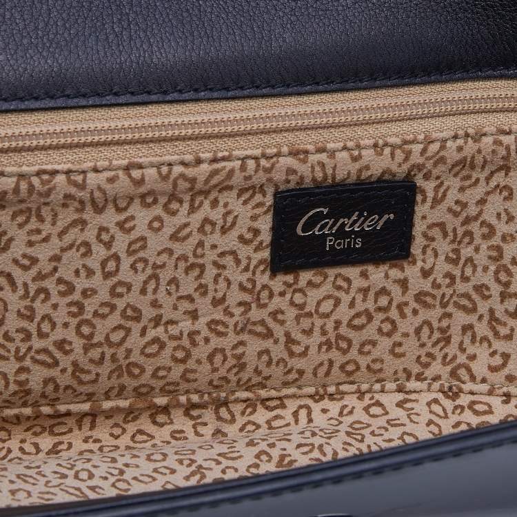 مملوكة مسبقًا Cartier Black Patent Leather Panthere Art Deco Clutch
