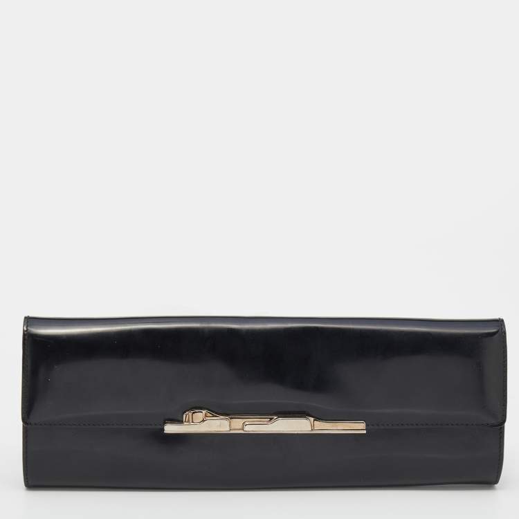 مملوكة مسبقًا Cartier Black Patent Leather Panthere Art Deco Clutch