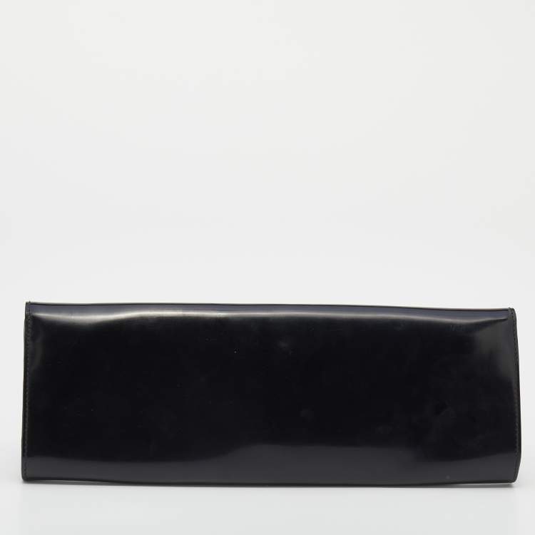 مملوكة مسبقًا Cartier Black Patent Leather Panthere Art Deco Clutch