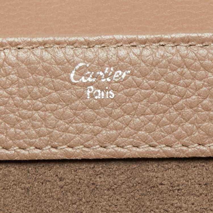 Pre Owned Cartier Dusky Pink/Olive Green Leather and Python Classic Feminine Line Top Handle Bag