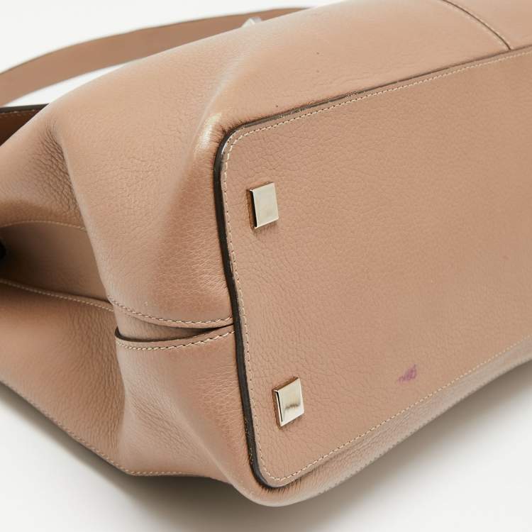 Pre Owned Cartier Dusky Pink/Olive Green Leather and Python Classic Feminine Line Top Handle Bag