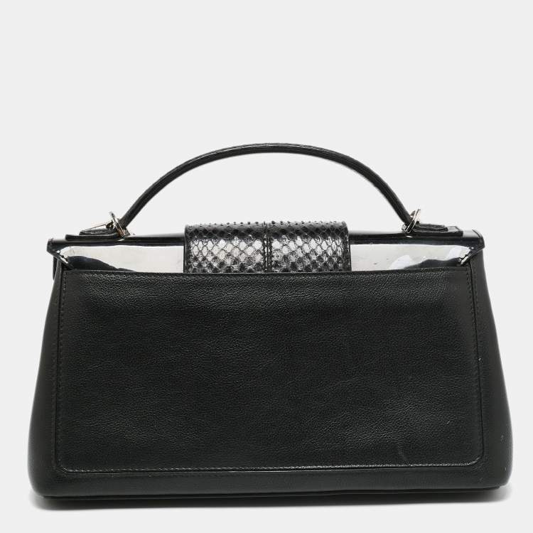 Pre Owned Cartier Black Python And Leather Classic Feminine Line Top Handle Bag
