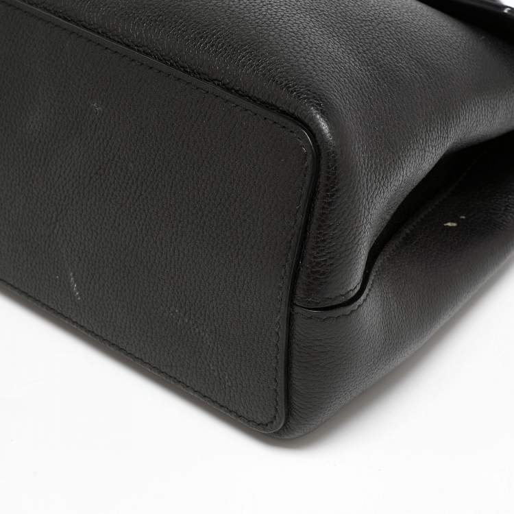 Pre Owned Cartier Black Python And Leather Classic Feminine Line Top Handle Bag