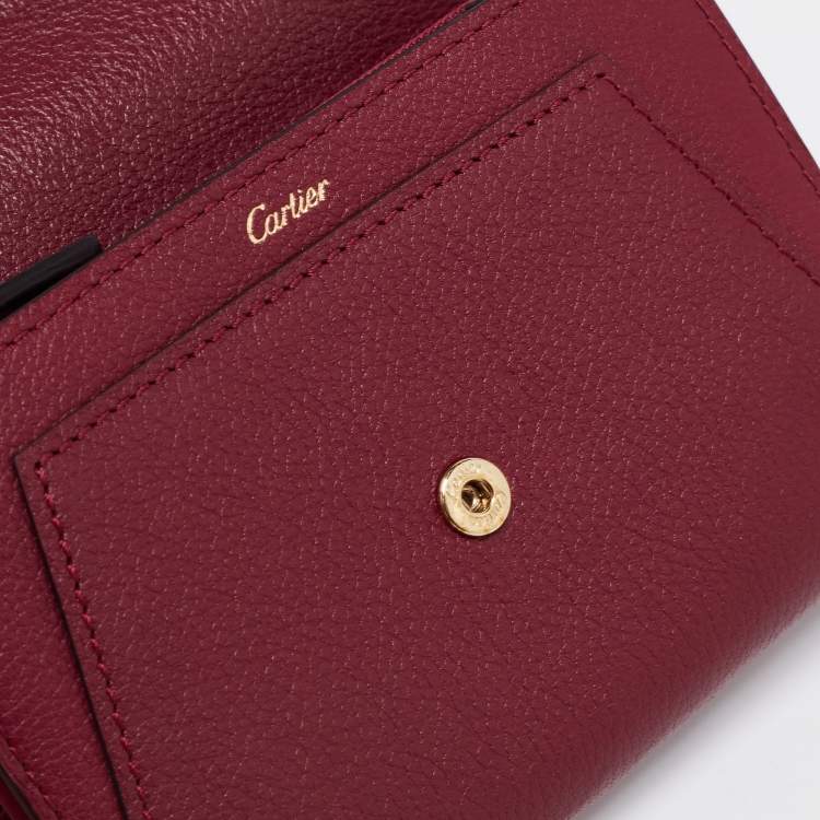 Pre Owned Cartier Red Leather Small C de Cartier Compact Wallet 