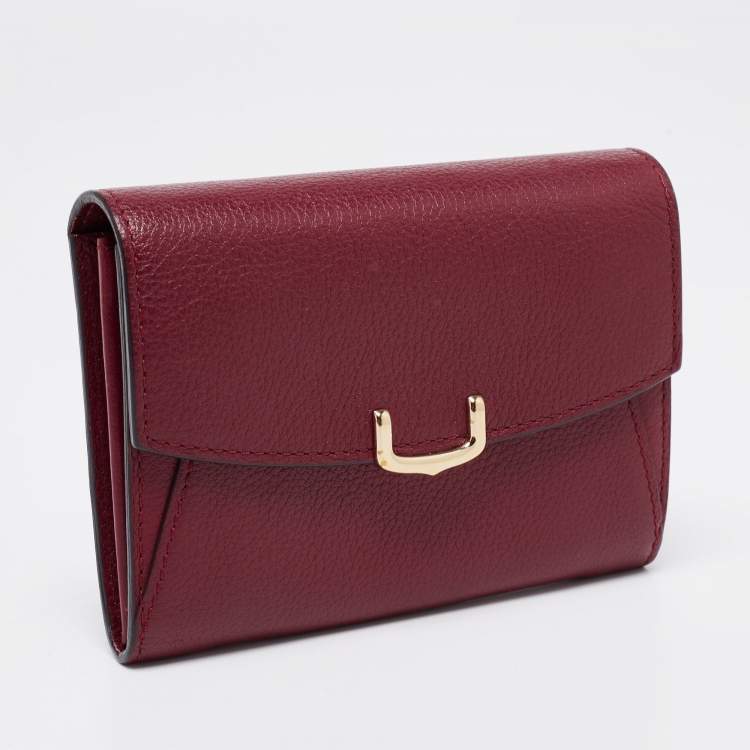 Pre Owned Cartier Red Leather Small C de Cartier Compact Wallet 