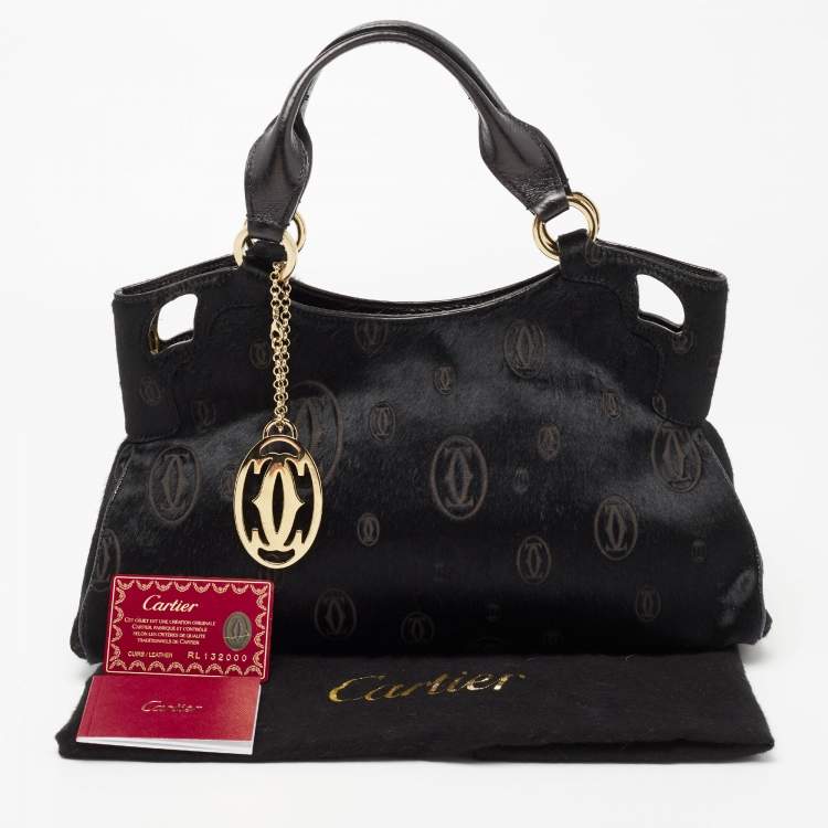 Pre Owned Cartier Black Calfhair and Leather Marcello de Cartier Bag