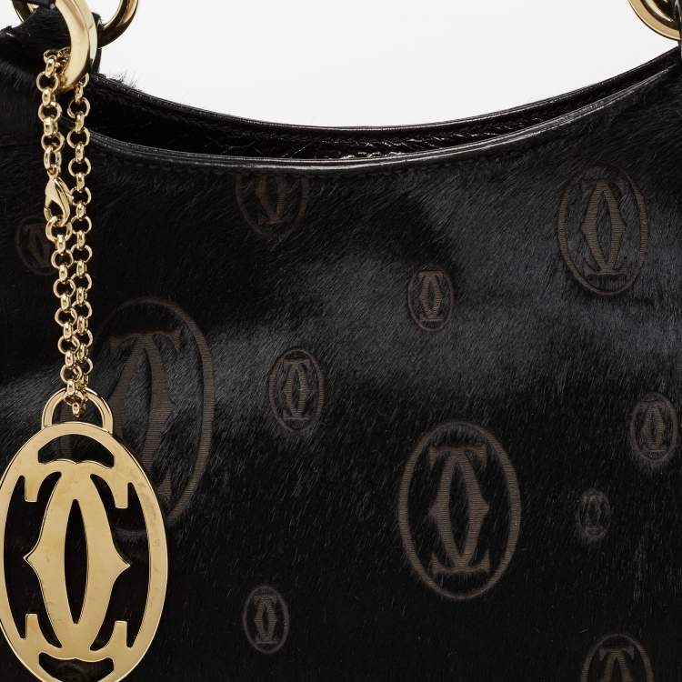 Pre Owned Cartier Black Calfhair and Leather Marcello de Cartier Bag