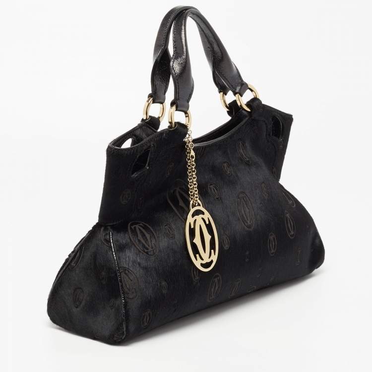 Pre Owned Cartier Black Calfhair and Leather Marcello de Cartier Bag
