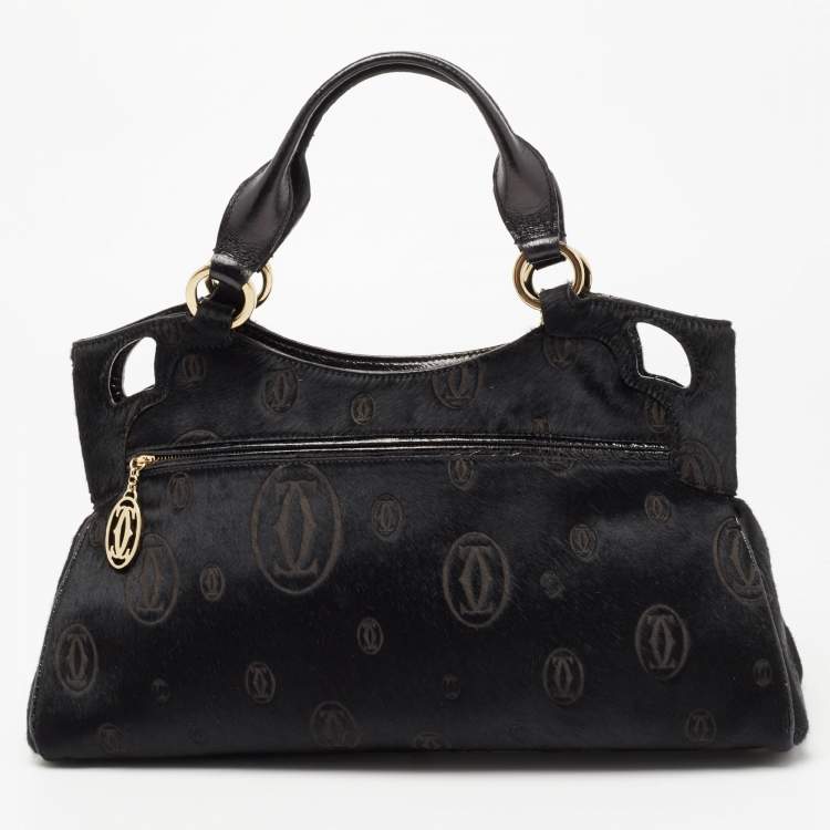 Pre Owned Cartier Black Calfhair and Leather Marcello de Cartier Bag