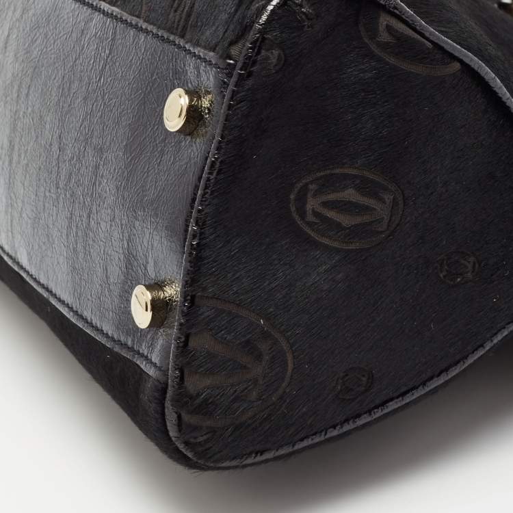 Pre Owned Cartier Black Calfhair and Leather Marcello de Cartier Bag