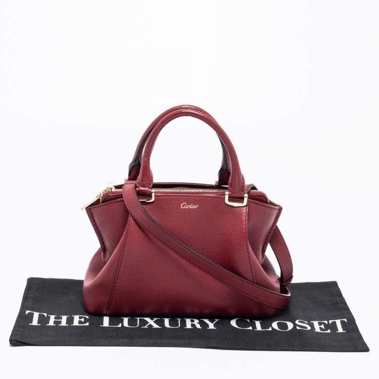 Pre Owned Cartier Red Leather Mini C De Cartier Satchel