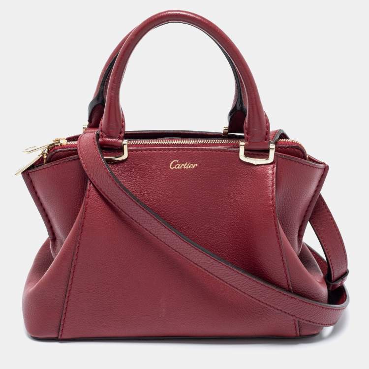 Pre Owned Cartier Red Leather Mini C De Cartier Satchel