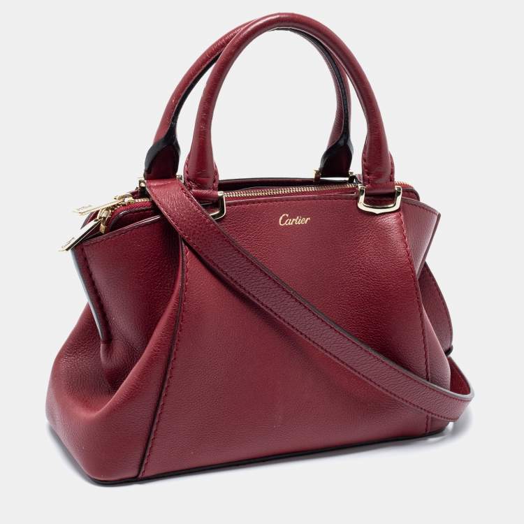 Pre Owned Cartier Red Leather Mini C De Cartier Satchel