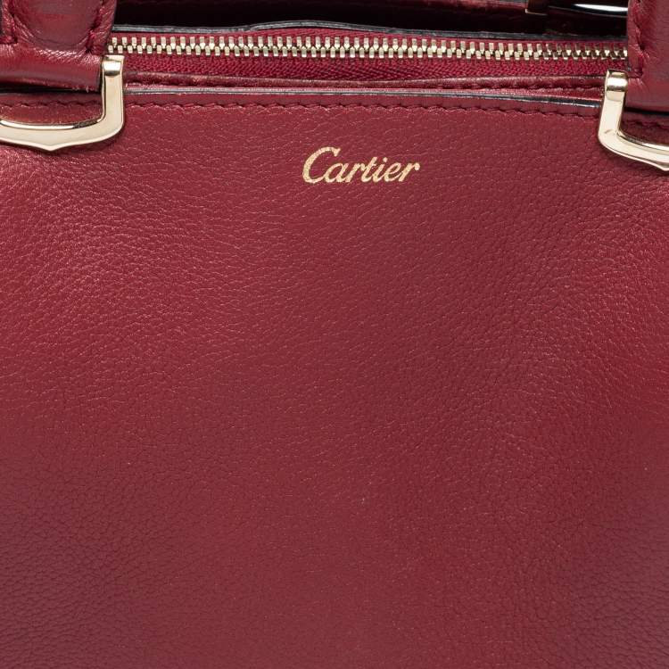 Pre Owned Cartier Red Leather Mini C De Cartier Satchel