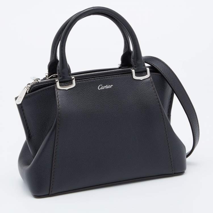 Pre Owned Cartier Black Leather Mini C de Cartier Satchel