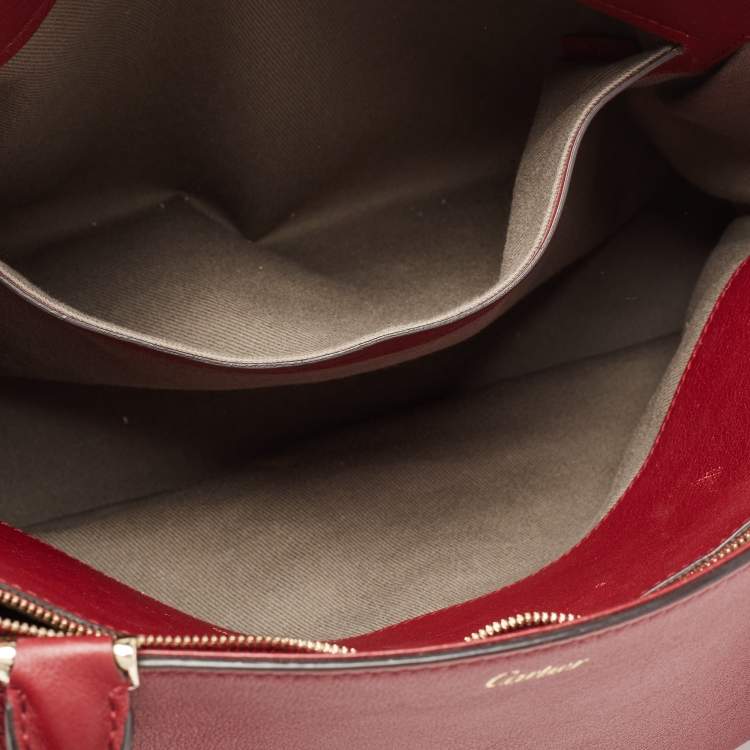 Pre Owned Cartier Maroon Leather Medium C De Cartier Satchel