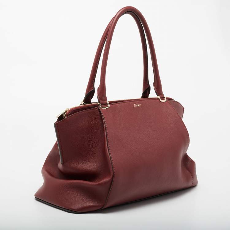Pre Owned Cartier Maroon Leather Medium C De Cartier Satchel