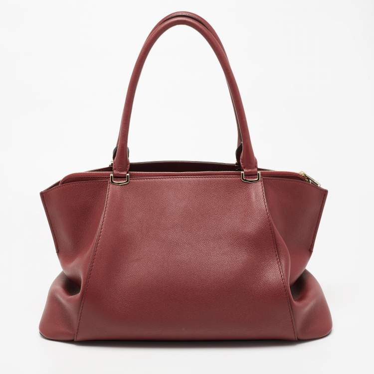 Pre Owned Cartier Maroon Leather Medium C De Cartier Satchel