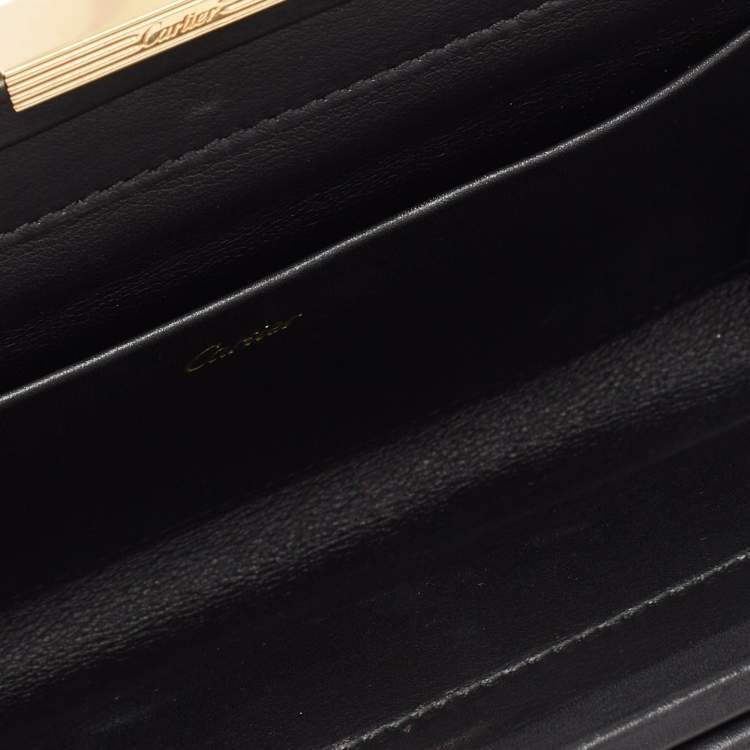 Pre Owned Cartier Black Leather Panthere De Cartier Chain Clutch