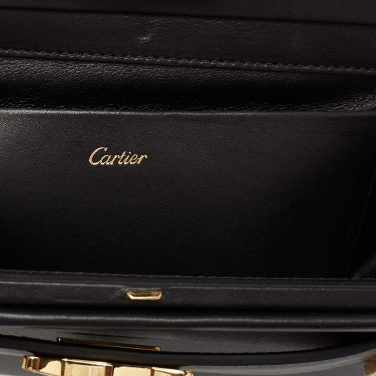 Pre Owned Cartier Black Leather Panthere De Cartier Chain Clutch