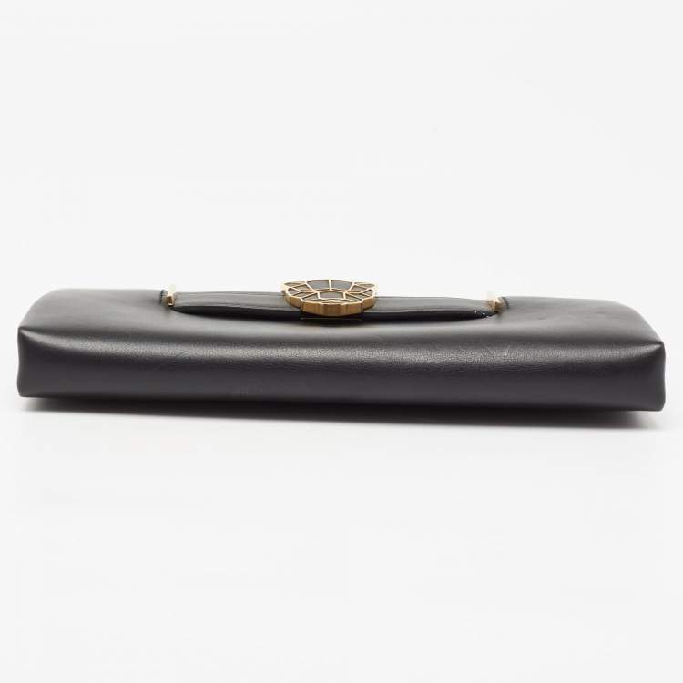 Pre Owned Cartier Black Leather Panthere De Cartier Chain Clutch