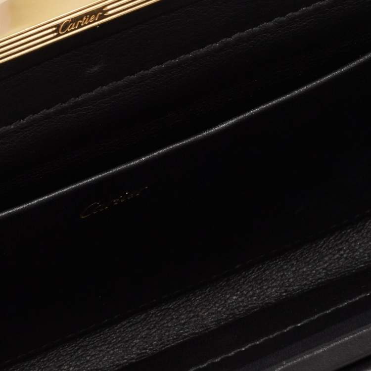 Pre Owned Cartier Black Leather Panthere De Cartier Chain Clutch