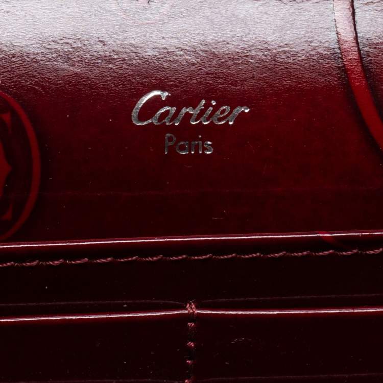 Pre Owned Cartier Red Patent Leather Happy Birthday Continental Wallet