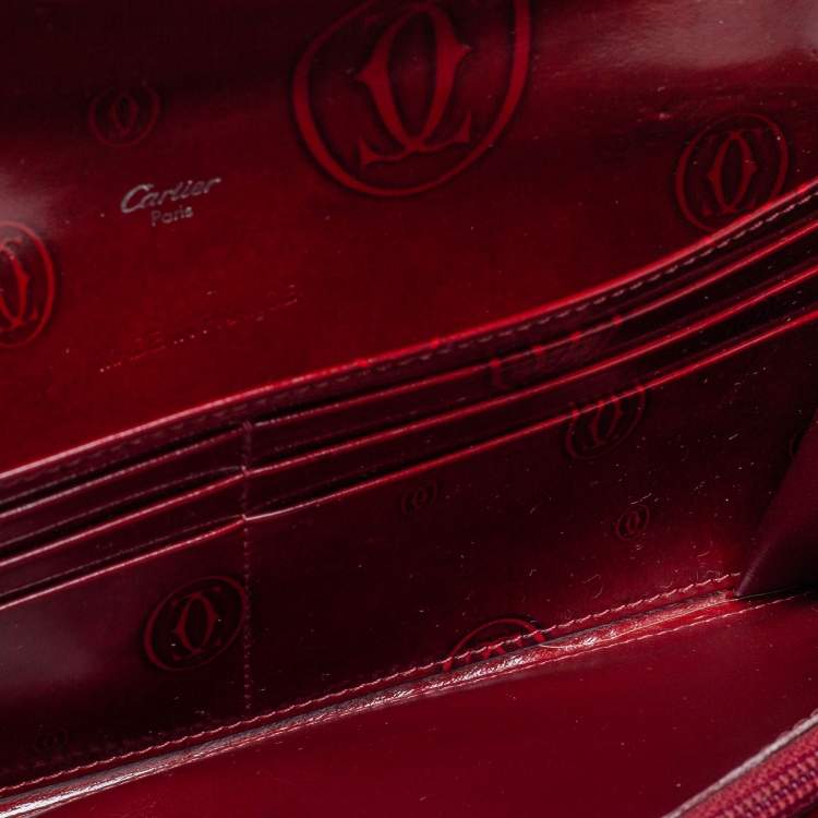Pre Owned Cartier Red Patent Leather Happy Birthday Continental Wallet