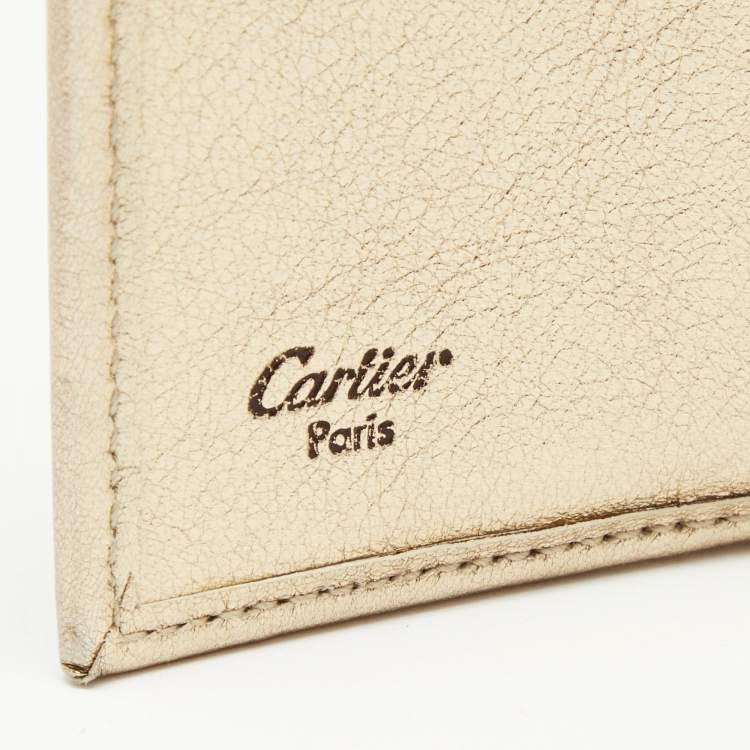 Pre Owned Cartier Metallic Gold Leather Compact Wallet