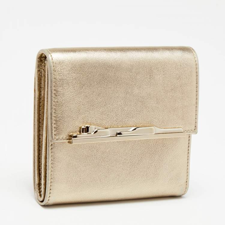 Pre Owned Cartier Metallic Gold Leather Compact Wallet