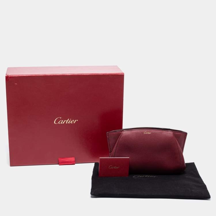 Pre Owned Cartier Burgundy Leather C De Cartier Clutch