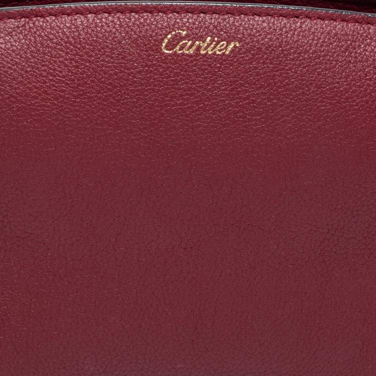 Pre Owned Cartier Burgundy Leather C De Cartier Clutch