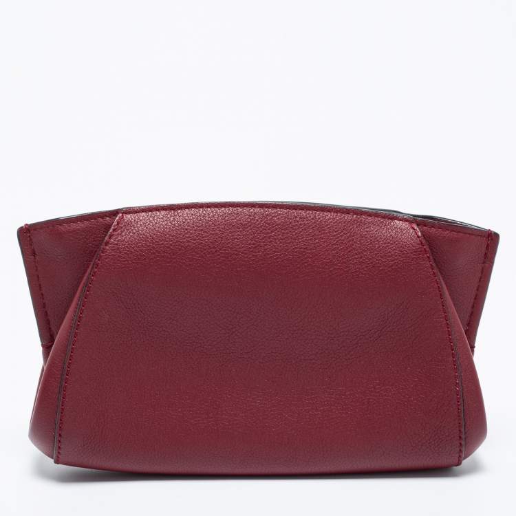 Pre Owned Cartier Burgundy Leather C De Cartier Clutch