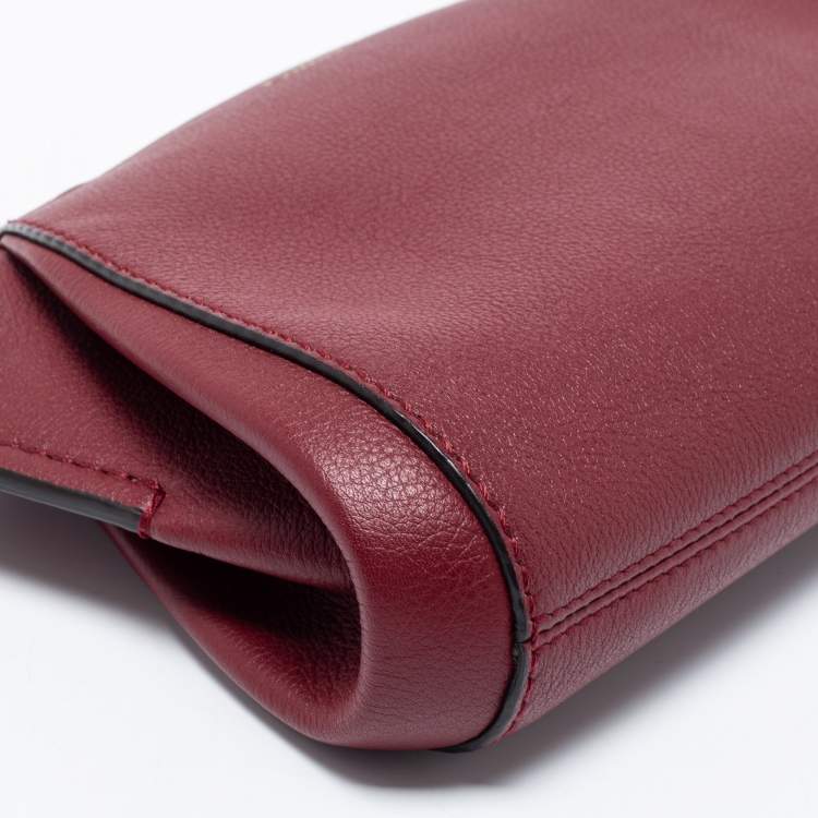 Pre Owned Cartier Burgundy Leather C De Cartier Clutch