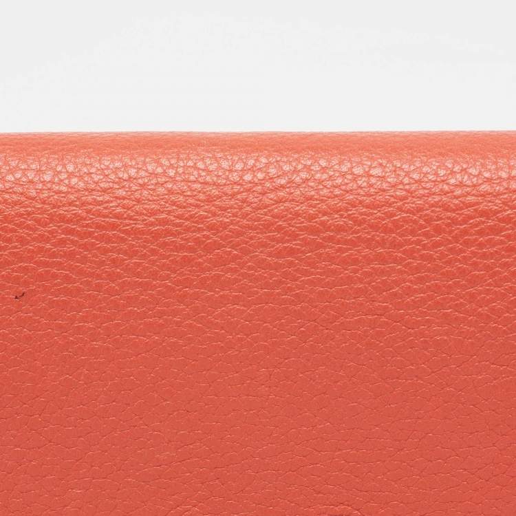 Pre Owned Cartier Orange Leather C De Cartier Continental Wallet