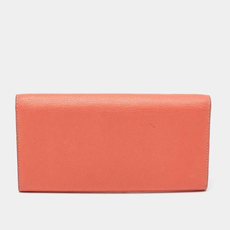 Pre Owned Cartier Orange Leather C De Cartier Continental Wallet