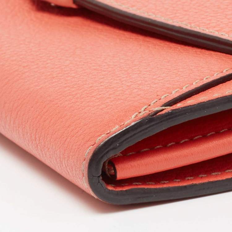 Pre Owned Cartier Orange Leather C De Cartier Continental Wallet